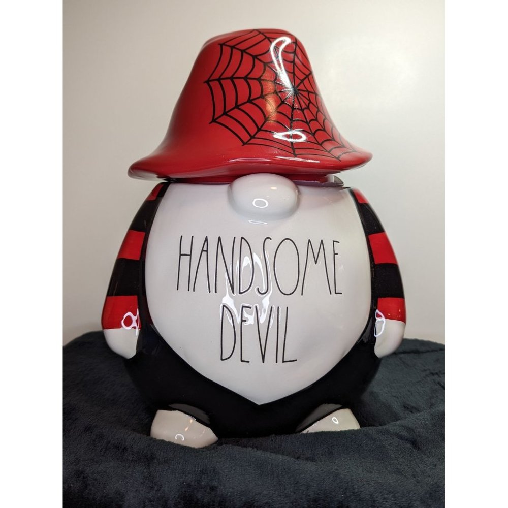Rae Dunn Halloween Spooky Gnome Cookie Jar Canister New Handsome Devil